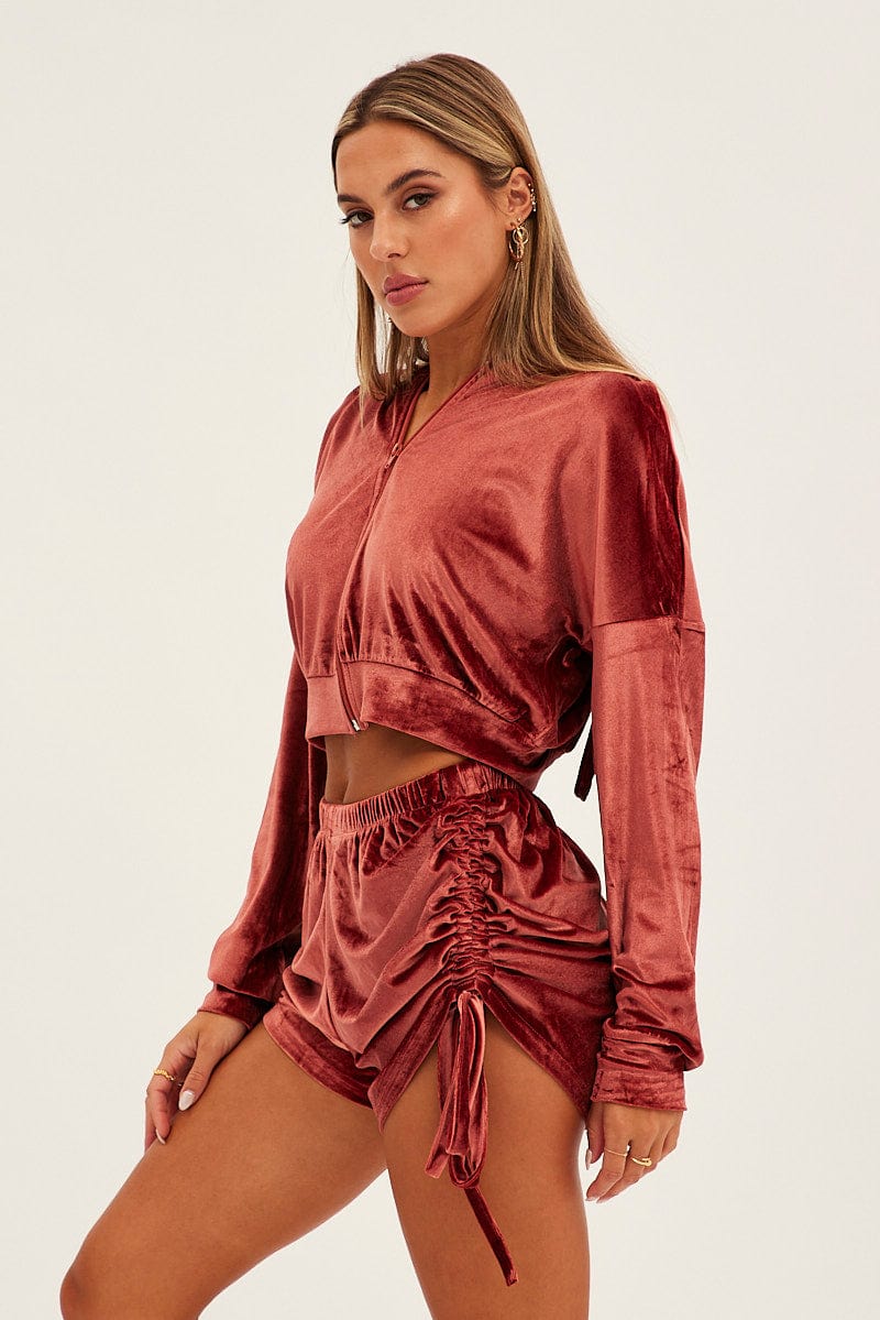Brown Velvet Shorts
