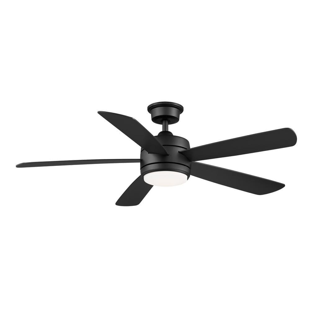 Hampton Bay Averly 52 in Integrated LED Matte Black Ceiling Fan with Light and Remote Control with Color Changing Technology