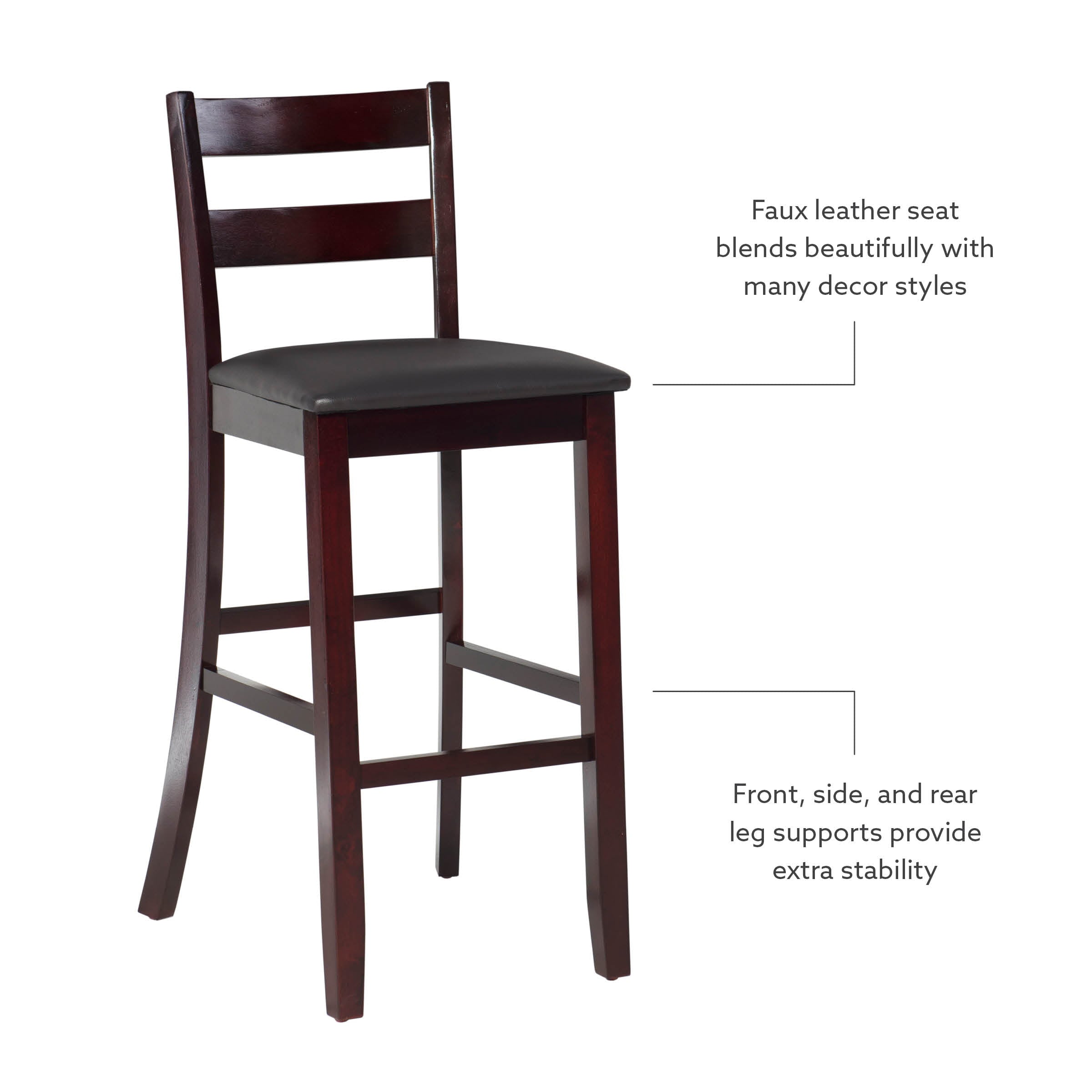 Linon Triena Bar Stool， Dark Brown