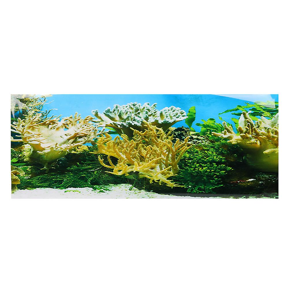 Pvc Adhesive Water Plants Coral Pattern Aquarium Background Poster Sticker Fish Tank Decoration122x50cm