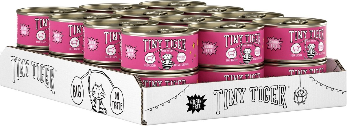 Tiny Tiger Chunks in Gravy Beef Recipe Grain-Free Canned Cat Food