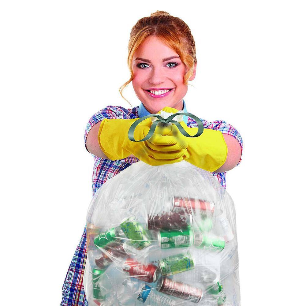 Aluf Plastics 13 Gal. 0.7 Mil Clear Drawstring Trash Bags 24 in. x 27 in. Pack of 60 for Home Kitchen and Office DS13C 24x27