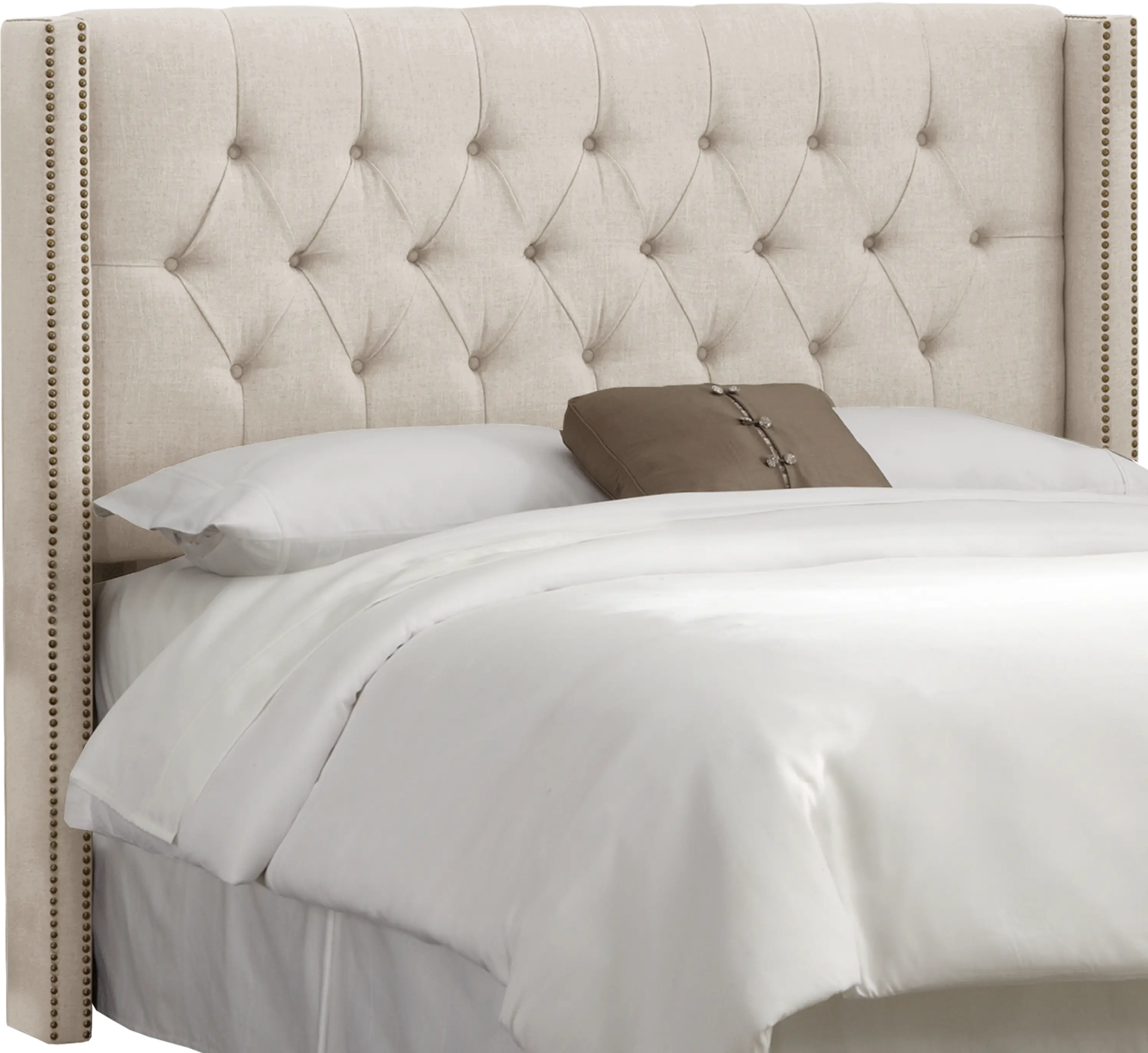 Abigail Ivory Diamond Tufted Wingback Queen Headboard - Skyline Furniture