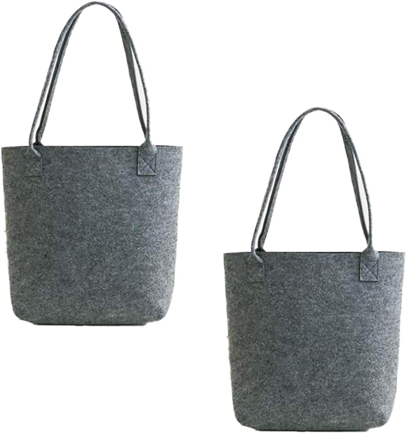 Felt Bags Shopper 2pcs Shopping Bag Made Of Felt Tote Bag With 2 Handles (dark Grey)