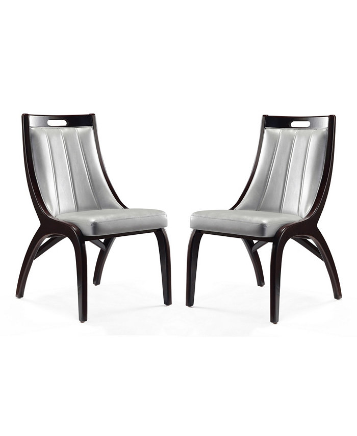 Manhattan Comfort Danube 2-Piece Faux Leather Upholstered Beech Wood Dining Chair