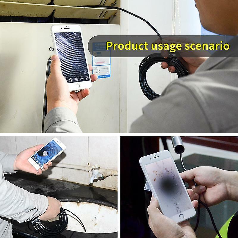 Wifi Endoscope 2mp 8mm 3-500cm Focal Car Pipe Inspection Camera For Android Ios