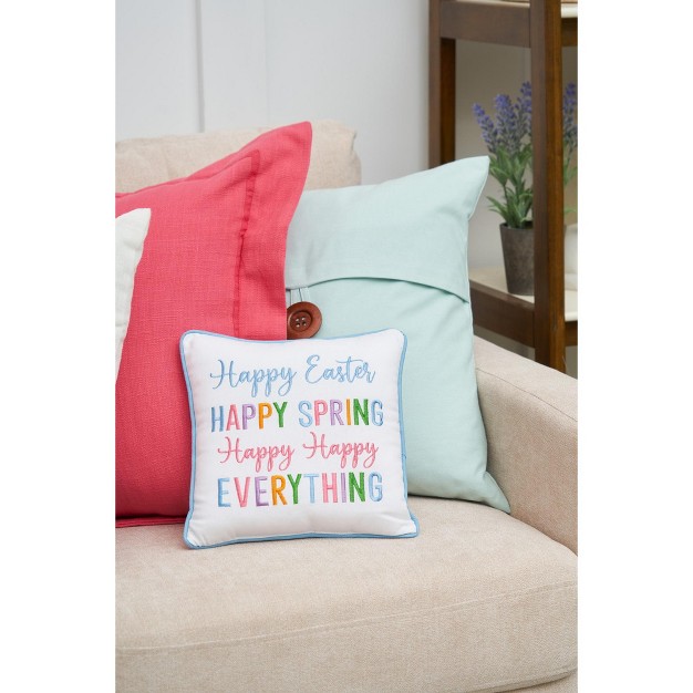 X 10 quot Happy Easter Happy Spring Embroidered Throw Pillow