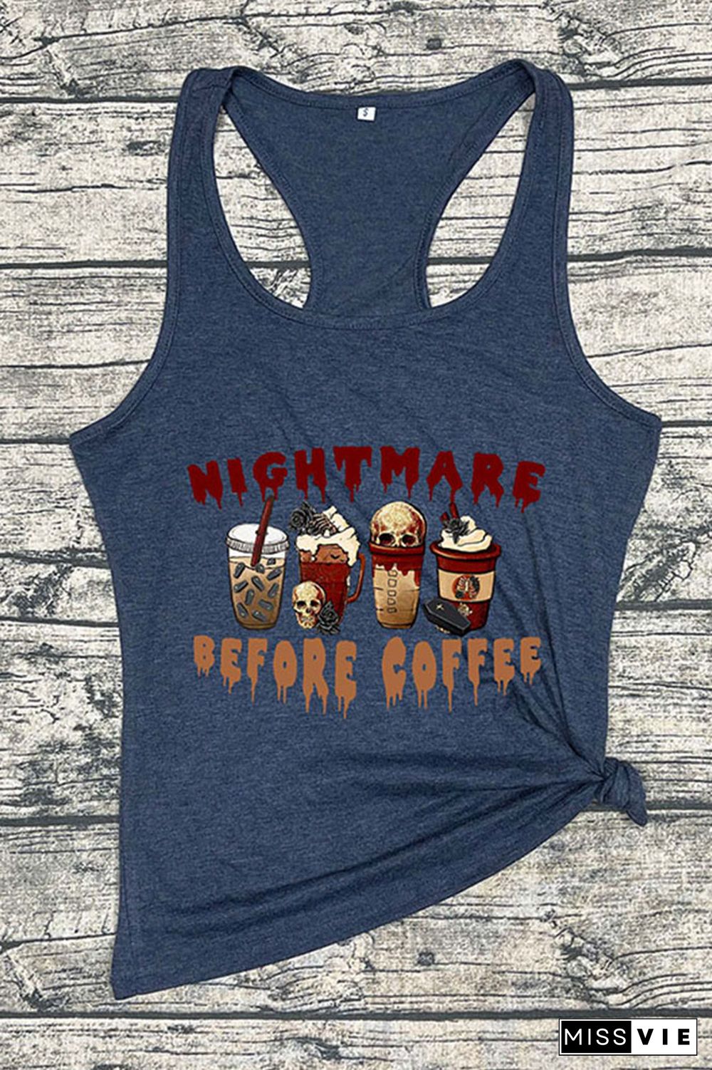 Nightmare Before Coffee Halloween Vibes O-neck Sleeveless Tank Top Wholesale