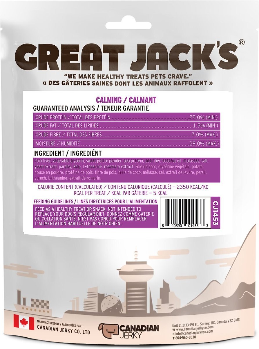 Great Jack's Calming Grain-Free Dog Treats， 9.2-oz bag