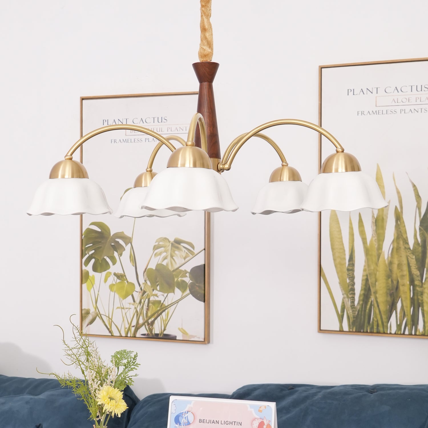 Swedish Modern Brass Chandelier