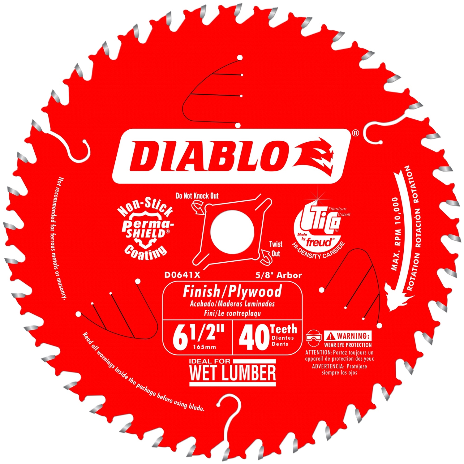 Diablo 6-1/2 in. D X 5/8 in. Finish/Plywood TiCo Hi-Density Carbide Circular Saw Blade 40 teeth 1 pc