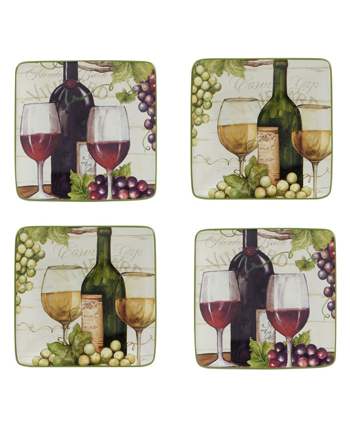 Certified International Meadow Brook Vineyard Set of 4 Canape Plates 6