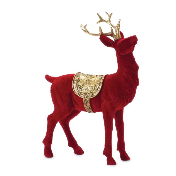 Set of 2 Flocked Deer Christmas Tabletop Figurines 10