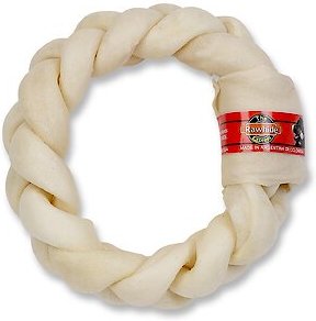 The Rawhide Express Natural Braided Donut Dog Treat， 7-8-in