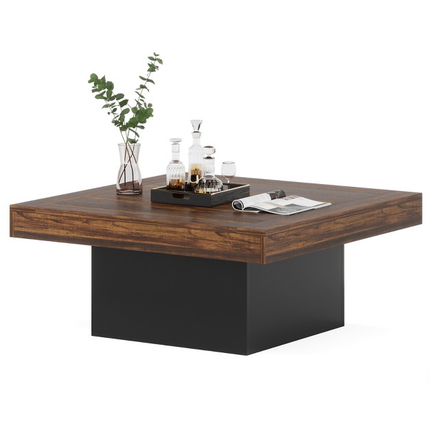 Tribesigns Farmhouse Square Led Table Engineered Wood Coffee Table