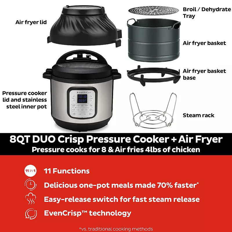 Instant Pot Duo Crisp 8-qt Pressure Cooker and Air Fryer Combo