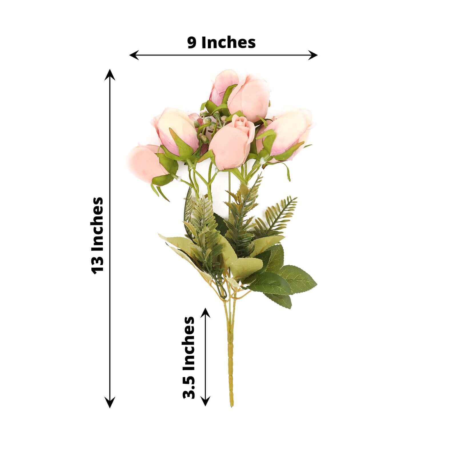 3 Pack Dusty Rose Real Touch Artificial Rose Bud Flower Bridal Bouquets, Silk Floral Bush Arrangements 13