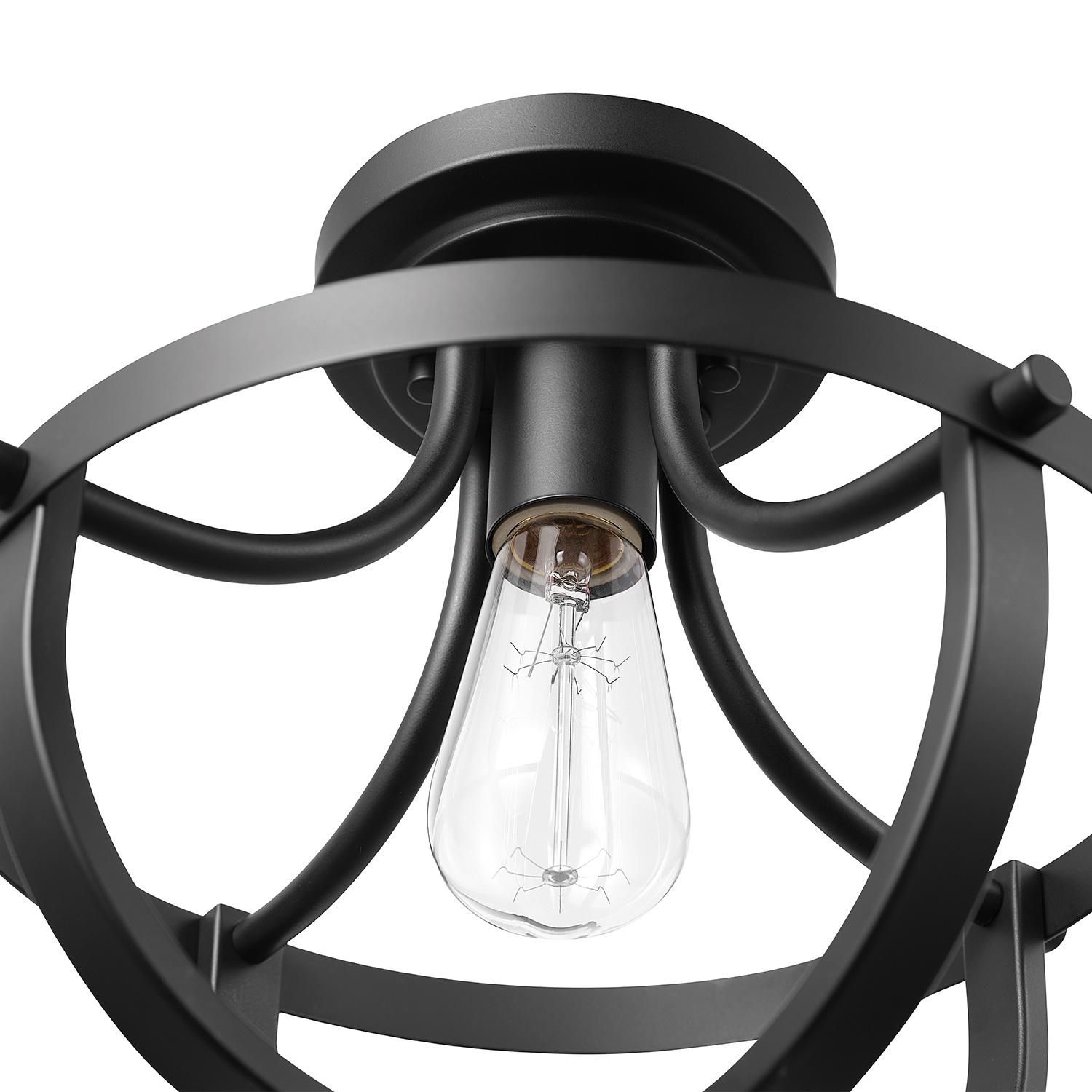 Globe Electric Stellan 1-Light Matte Black Flush Mount Ceiling Light， 91000918