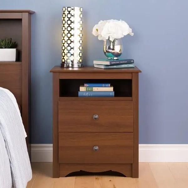 Tall 2-Drawer Bedroom Nightstand