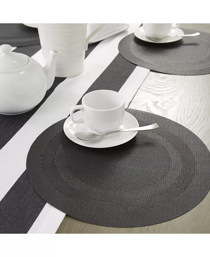 Design Imports Black Round Double frame Placemat Set of 6