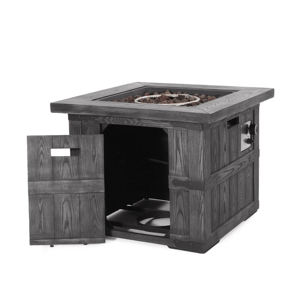 Finethy Outdoor Lightweight Concrete Outdoor 40 000 BTU Square Fire Pit by Christopher Knight Home