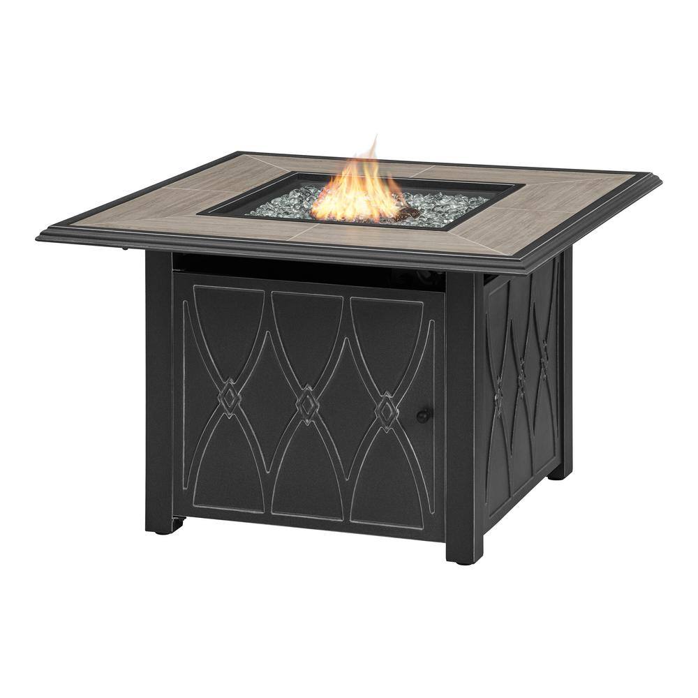 Home Decorators Collection Kendrick 39.96 in. x 39.96 in. Square Steel Propane Gas Black Fire Pit FHTS80285