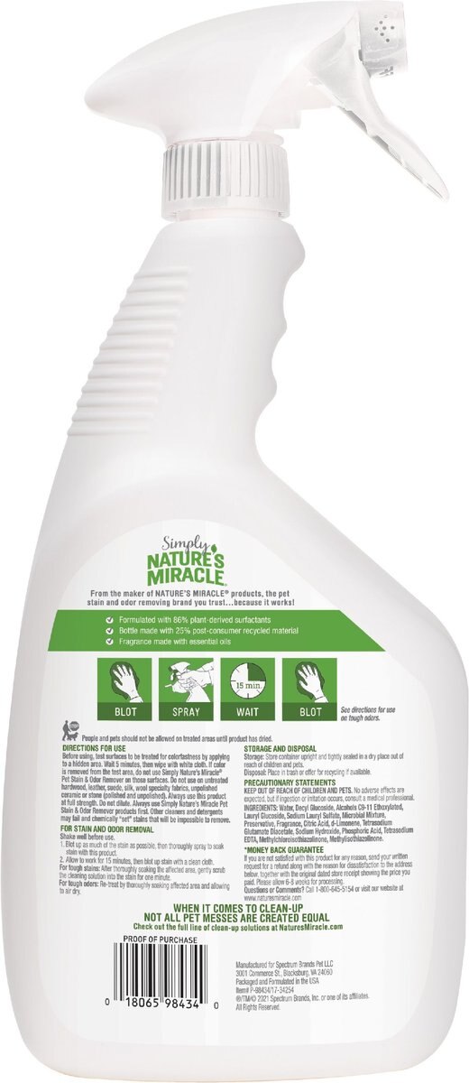 Simply Nature's Miracle Pet Stain and Odor Remover