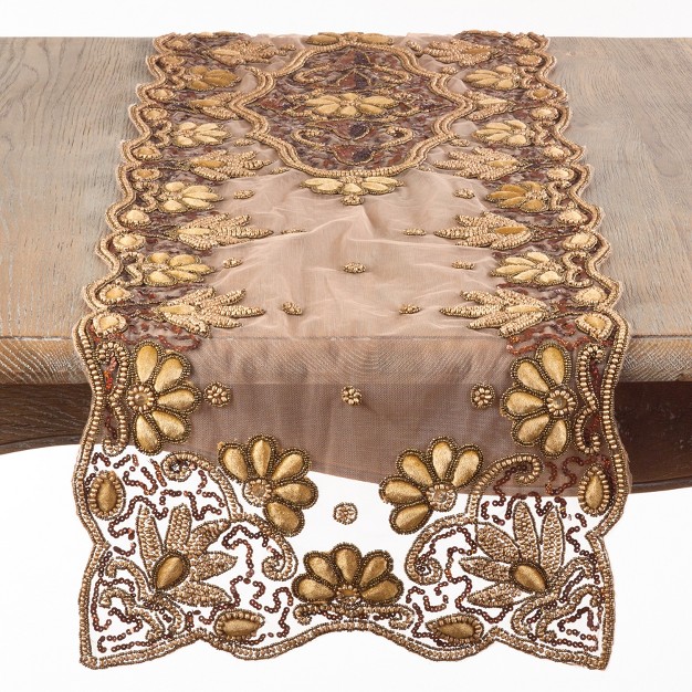 Saro Lifestyle Hand Beaded Design Table Runner