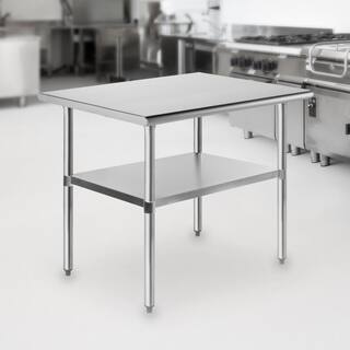 GRIDMANN 36 x 24 in. Stainless Steel Kitchen Utility Table with Bottom Shelf GR05-WT2436.