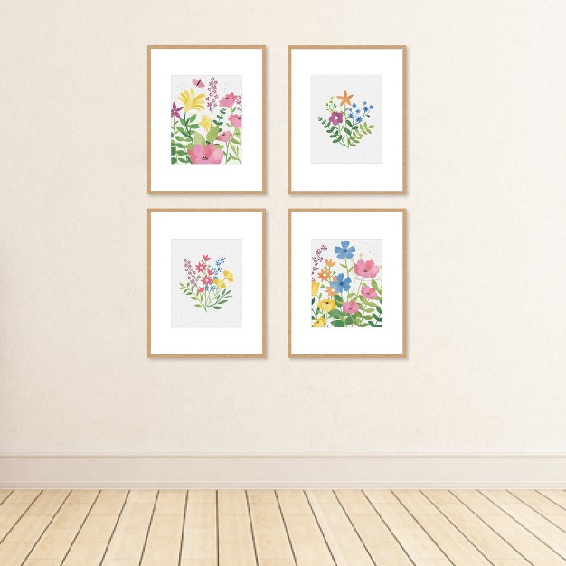 Big Dot Of Happiness Wildflowers Unframed Floral Nursery And Room Decor Linen Paper Wall Art Set Of 4 Artisms 8 X 10 Inches