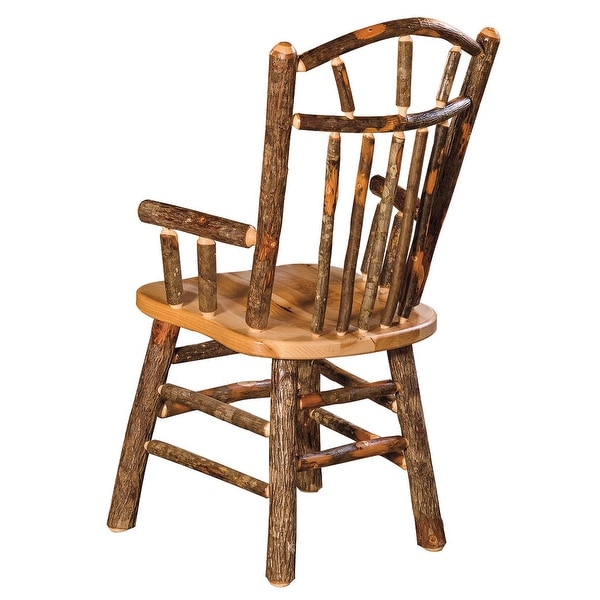 Set of 2 Hickory Log Wagon Wheel Arm Chairs