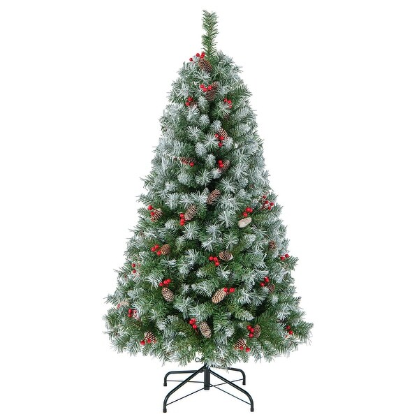 5FT Hinged Christmas Tree with PVC Branch Tips and Warm White LED Lights