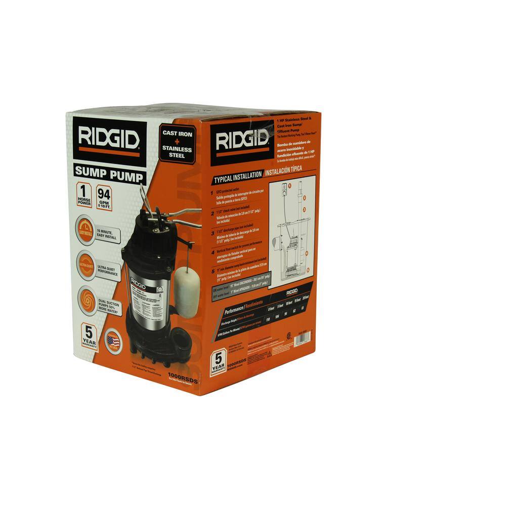 RIDGID 13 HP Stainless Steel Dual Suction Sump Pump 330RSDS