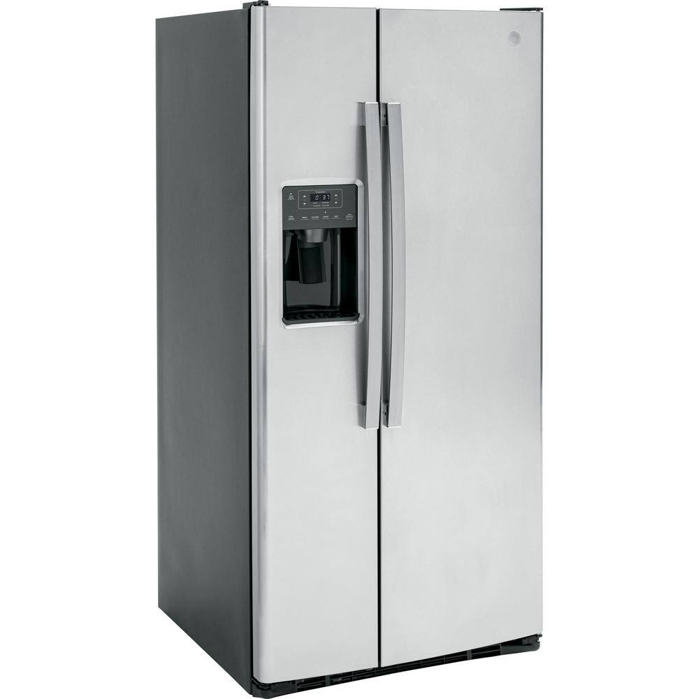 GE 23.0 cu. ft. Side by Side Refrigerator in Fingerprint Resistant Stainless Steel Standard Depth GSS23GYPFS