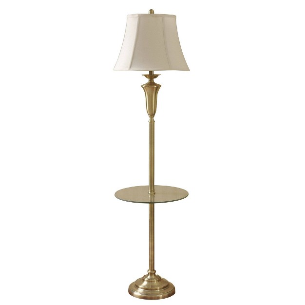 3 way Madison Floor Lamp Glass Table Antique Brass Stylecraft