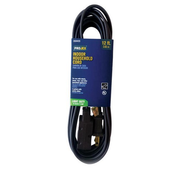 Projex Indoor 12 Ft L Brown Extension Cord 16 2 Spt 2