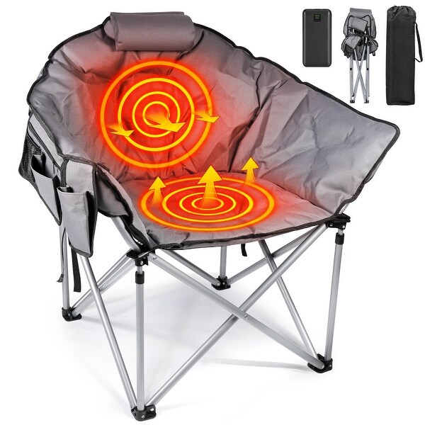 Oversized Heated Camping Chair with 20，000mAh Power Bank，10S Quick Heated Chair，3 Levels Adjustable Heated Camp Chairs