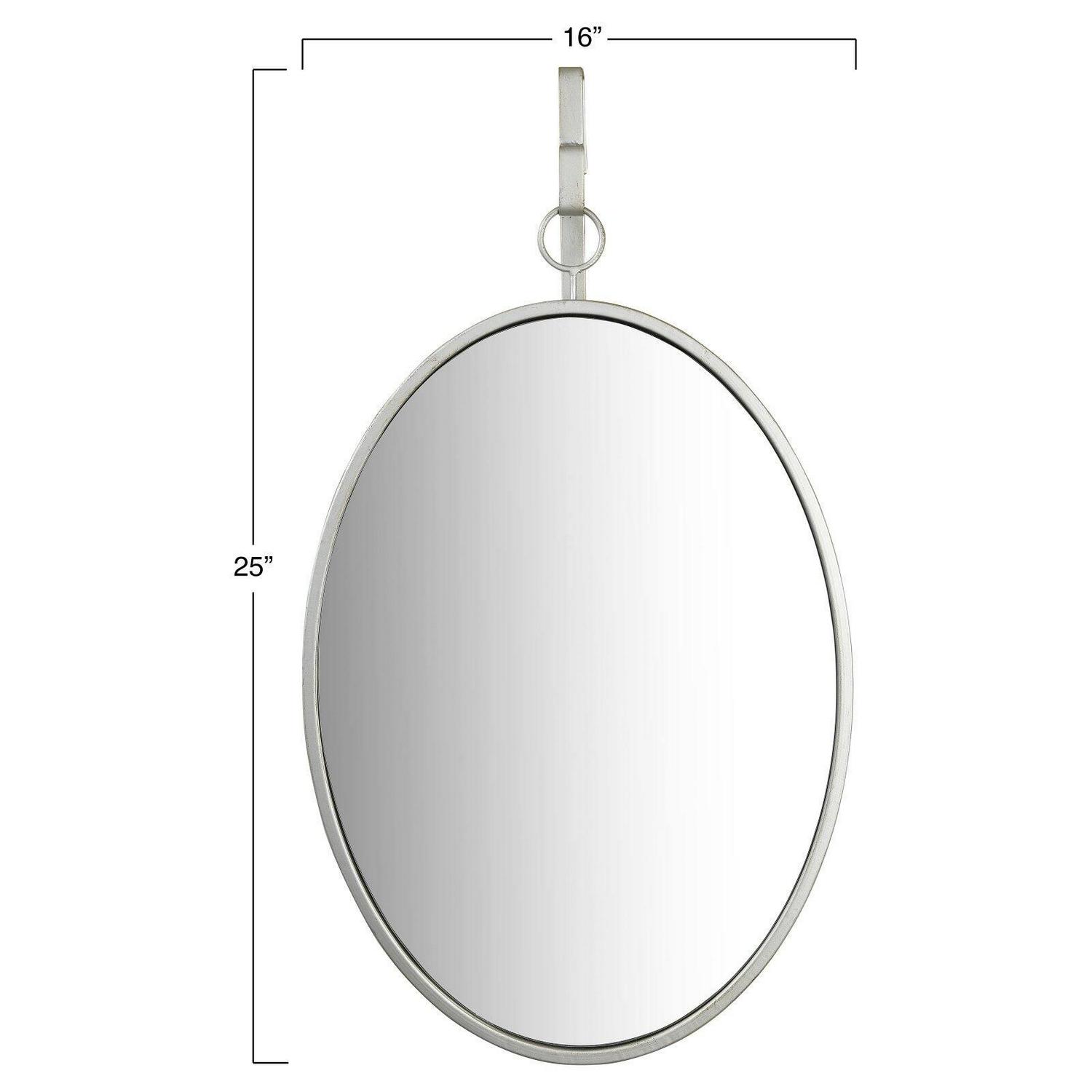 Woven Paths Oval Wall Mirror with Distressed Metal Frame and Hanging Bracket (Set of 2 Pieces)  Crowdfused