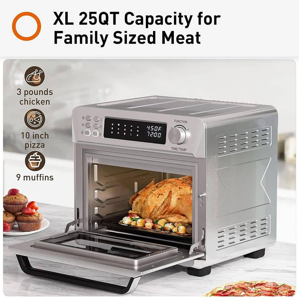 25 qt. Air Fryer Toaster Convection Toaster Oven with 14-Presets, Stainless Steel JY-580