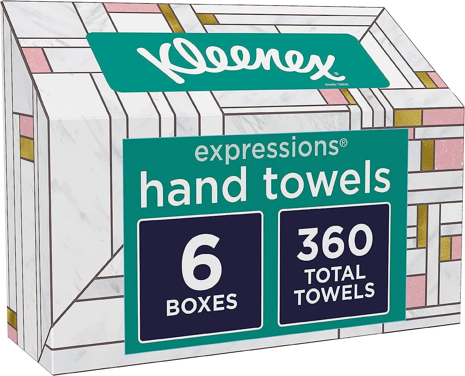 Kleenex Expressions Disposable Paper Hand Towels, 6 Boxes, 60 Towels per Box (360 Total Hand Towels), Packaging May Vary