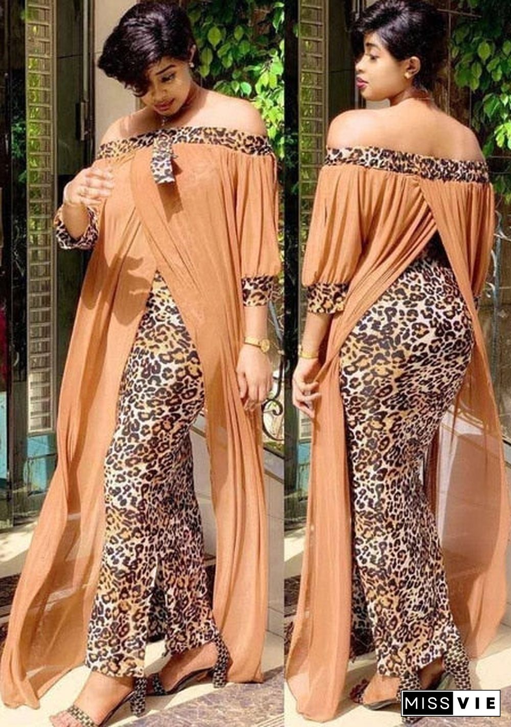 Mr Hunkle Leopard Loose Bodycon Fashion outdoor WomenMaxi Dress Leisure Patchwork Strapless Sexy Ethnic Style African vestidos