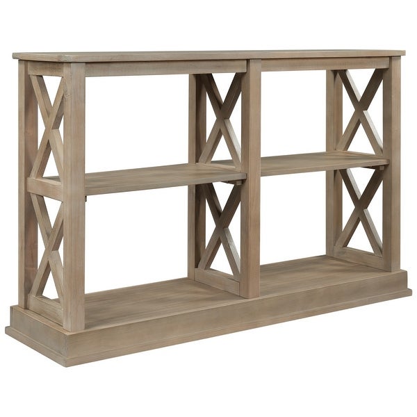 Merax Console Table with 3-Tier Open Storage Spaces and X Legs