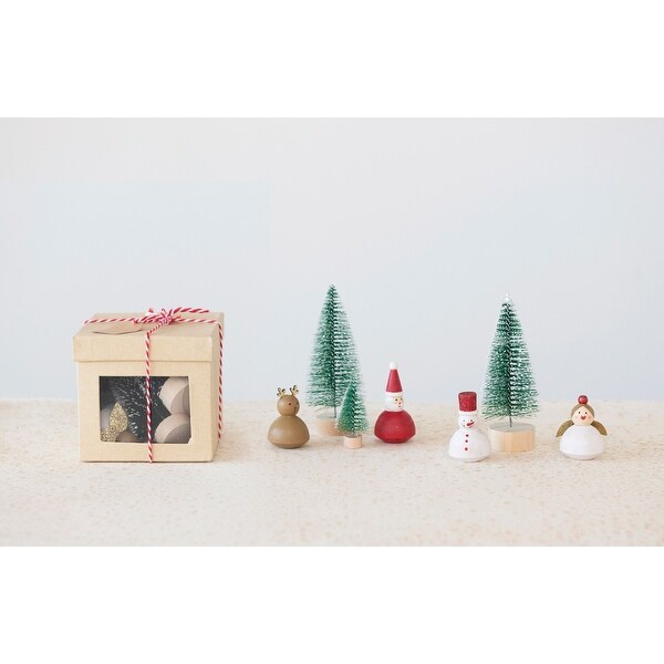 Christmas Garden Kit with Wood Figures and Bottle Brush Trees