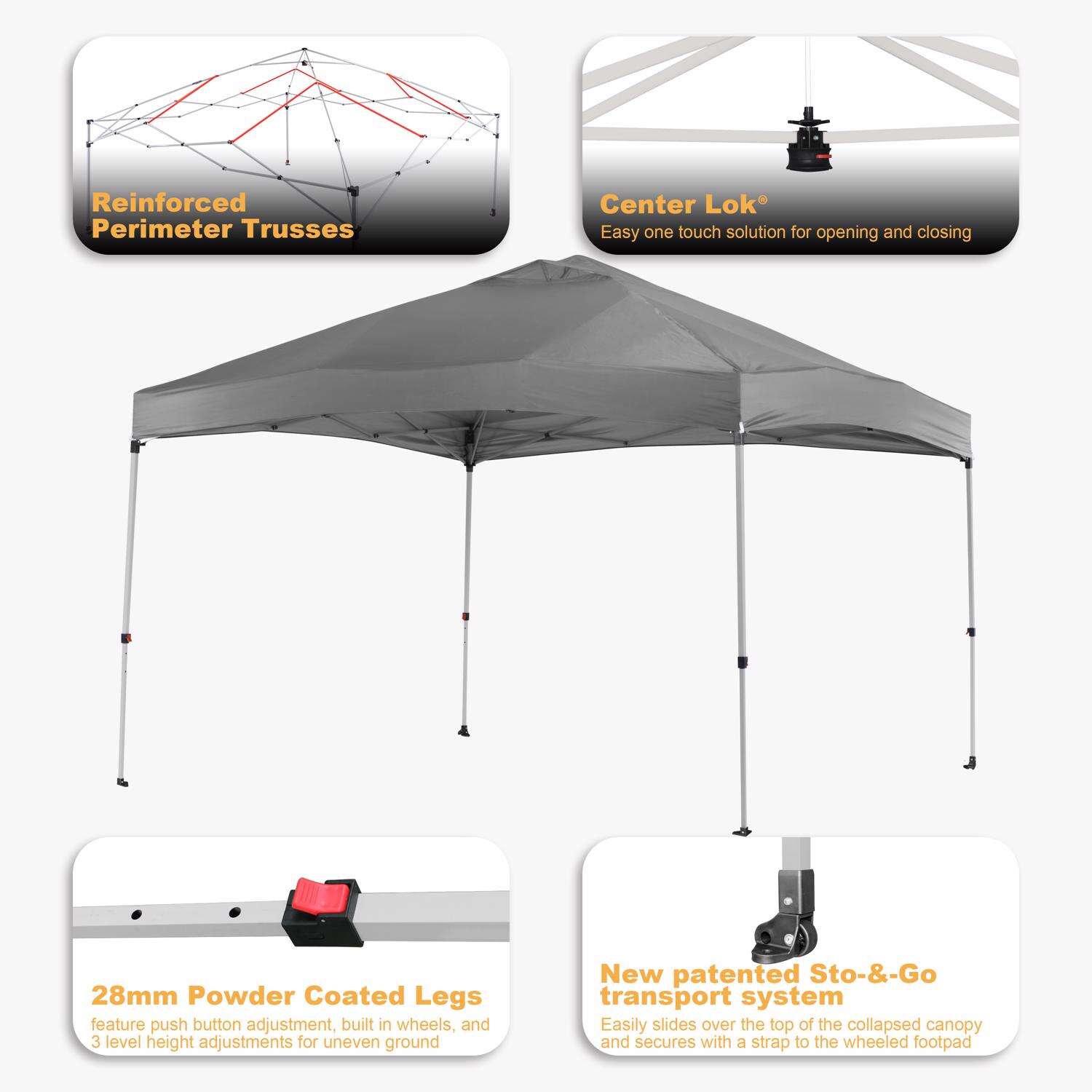 Crown Shades One Touch Polyester Canopy 10 ft. H X 12 ft. W X 12 ft. L