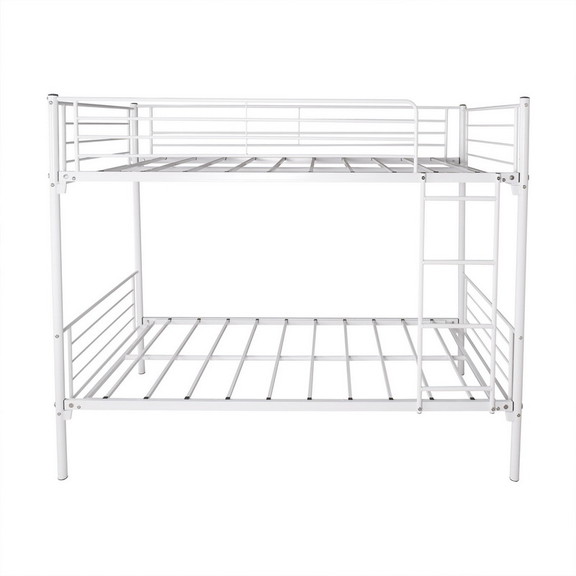 Twin Over Twin Bunk Bed with Metal Frame and Ladde...