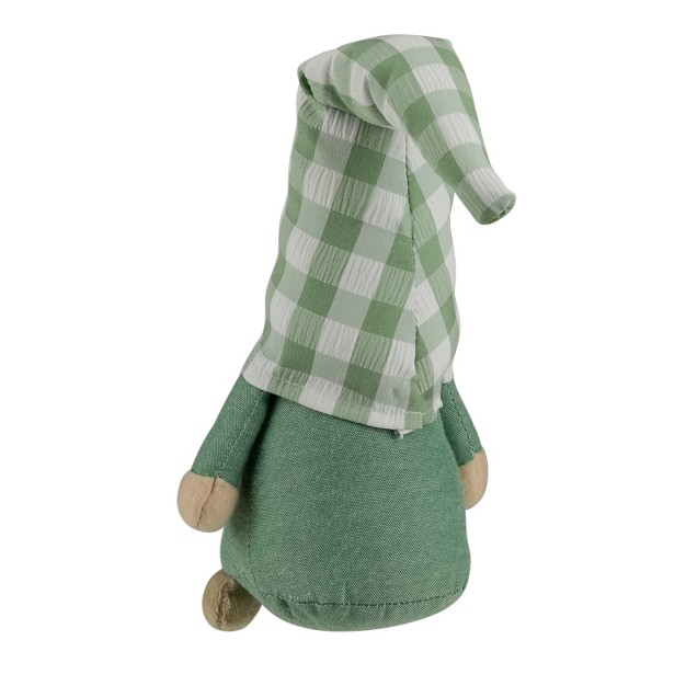 Spring Gnome With Green Plaid Hat