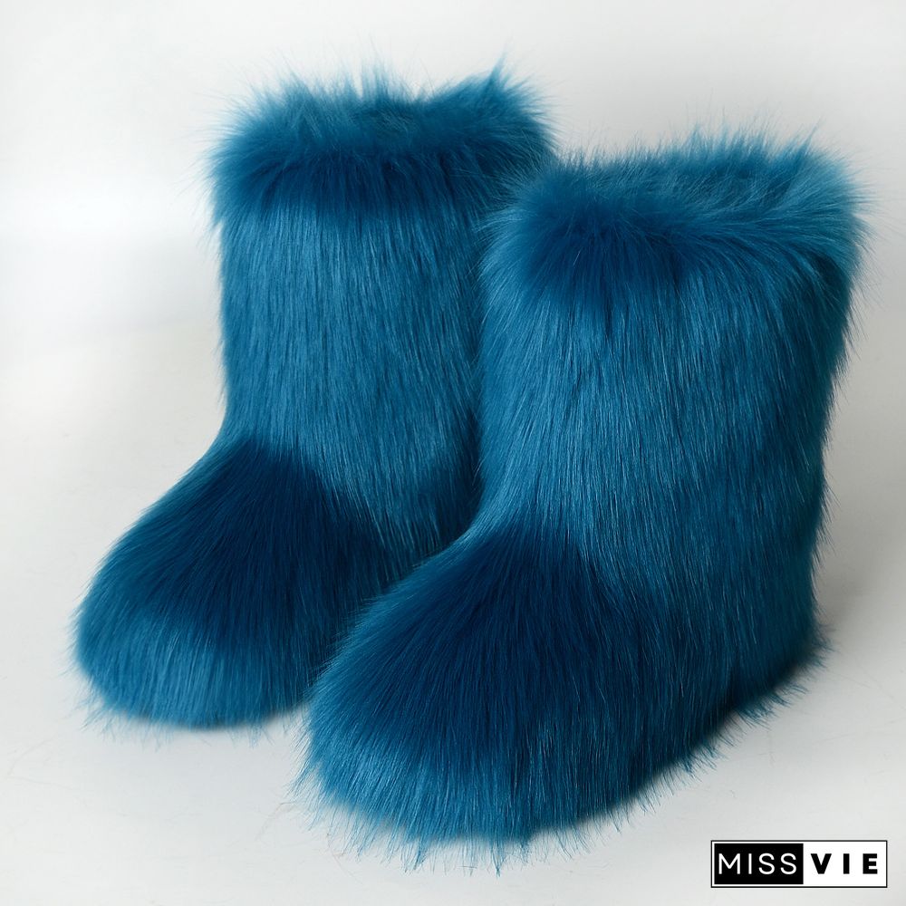 Fashion Casual Fur Boots Plus Velvet Ski Boots