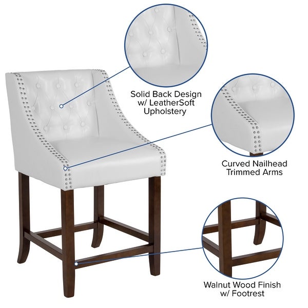 24-inch Transitional Tufted Walnut Counter-height Stool