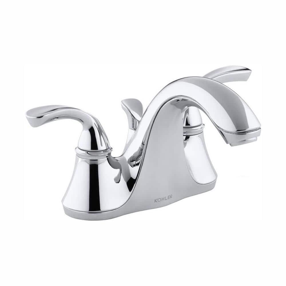 KOHLER Forte 4 in Centerset 2Handle LowArc WaterSaving Bathroom Faucet in Polished Chrome with Sculpted Lever Handles