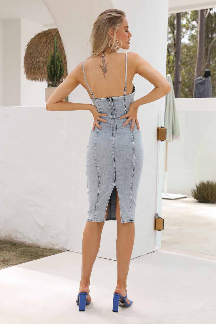 Denim Loving Midi Dress Blue